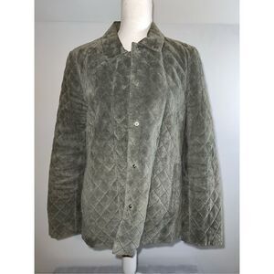 Women’s Quilted Leather Button Down Utility Barn Jacket medium